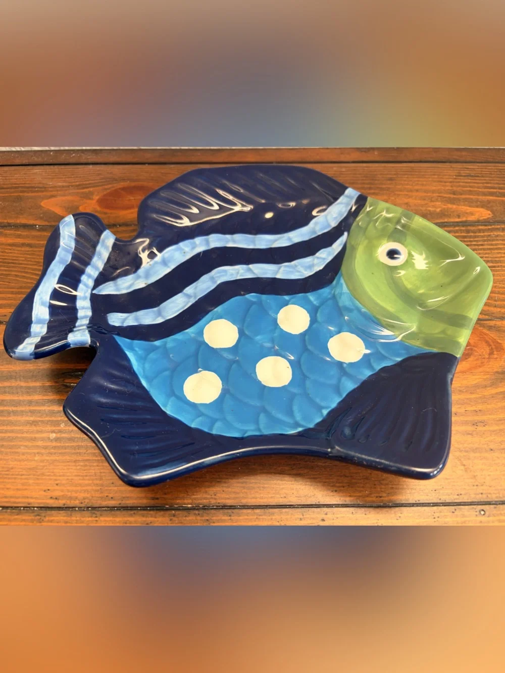 Blue Decorative Fish Plate - Blue